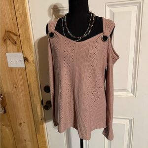 Pink Knit Sleeveless Top with Grommet Details